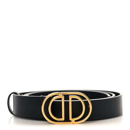 Christian Dior Calfskin 30 Montaigne Cut-Out CD Belt 90 36 Black 1 of 6