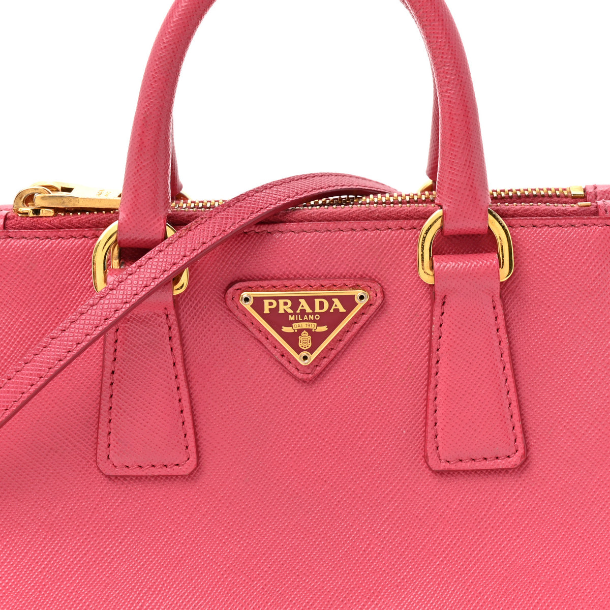 Saffiano Lux Micro Galleria Double Zip Tote Fuxia