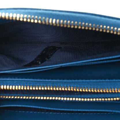 Prada Saffiano Metal Zip Around Wallet Blue 11 of 12