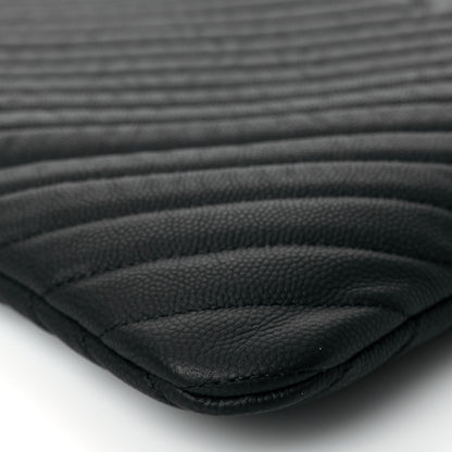 Chanel Caviar Chevron Quilted Large Cosmetic Case Black 10 of 10