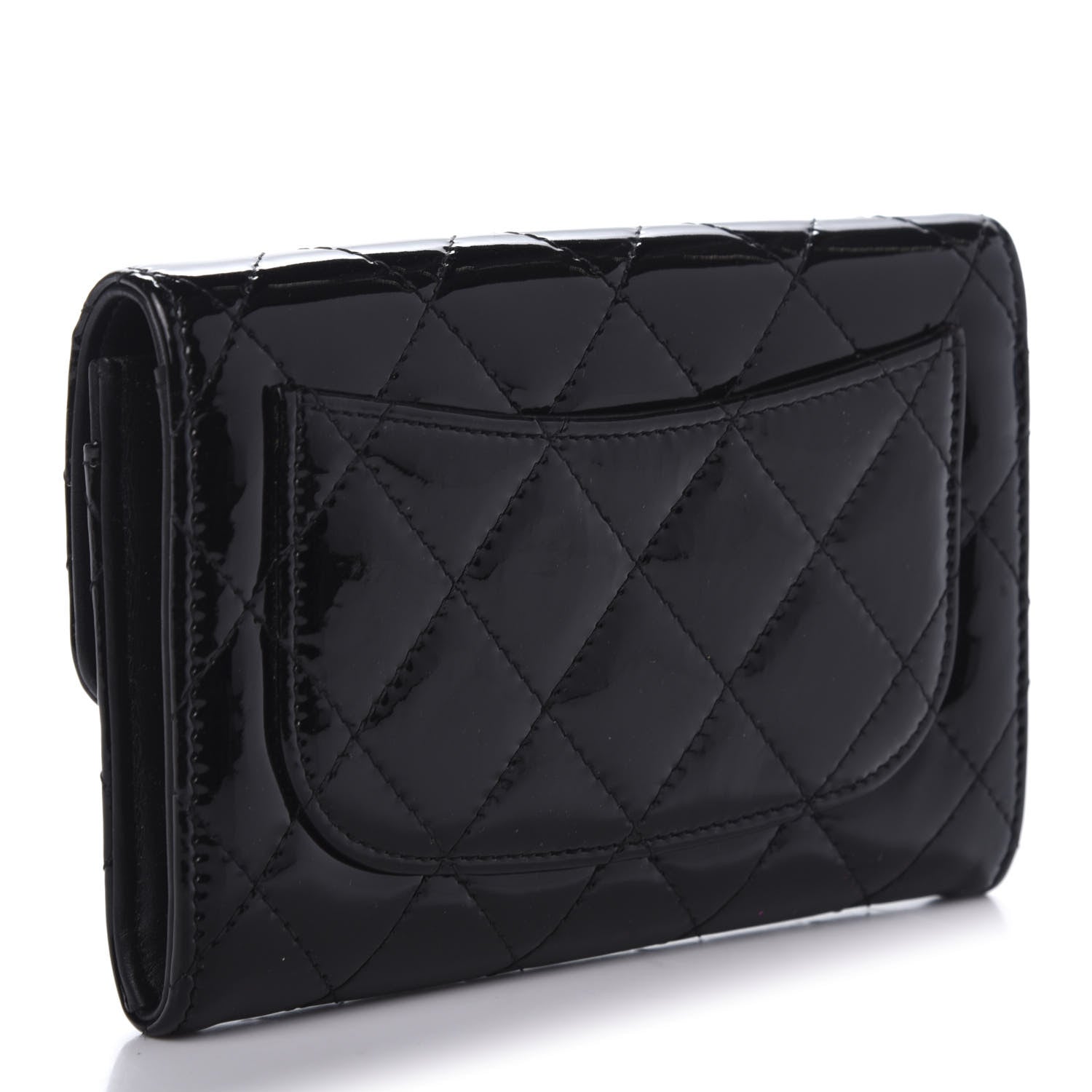 Chanel Patent Quilted Small Flap Wallet Black 3 of 11