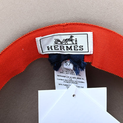 Hermes Feutre Chapeau Scarlet Hat 57 Marron Glace Orange 4 of 4