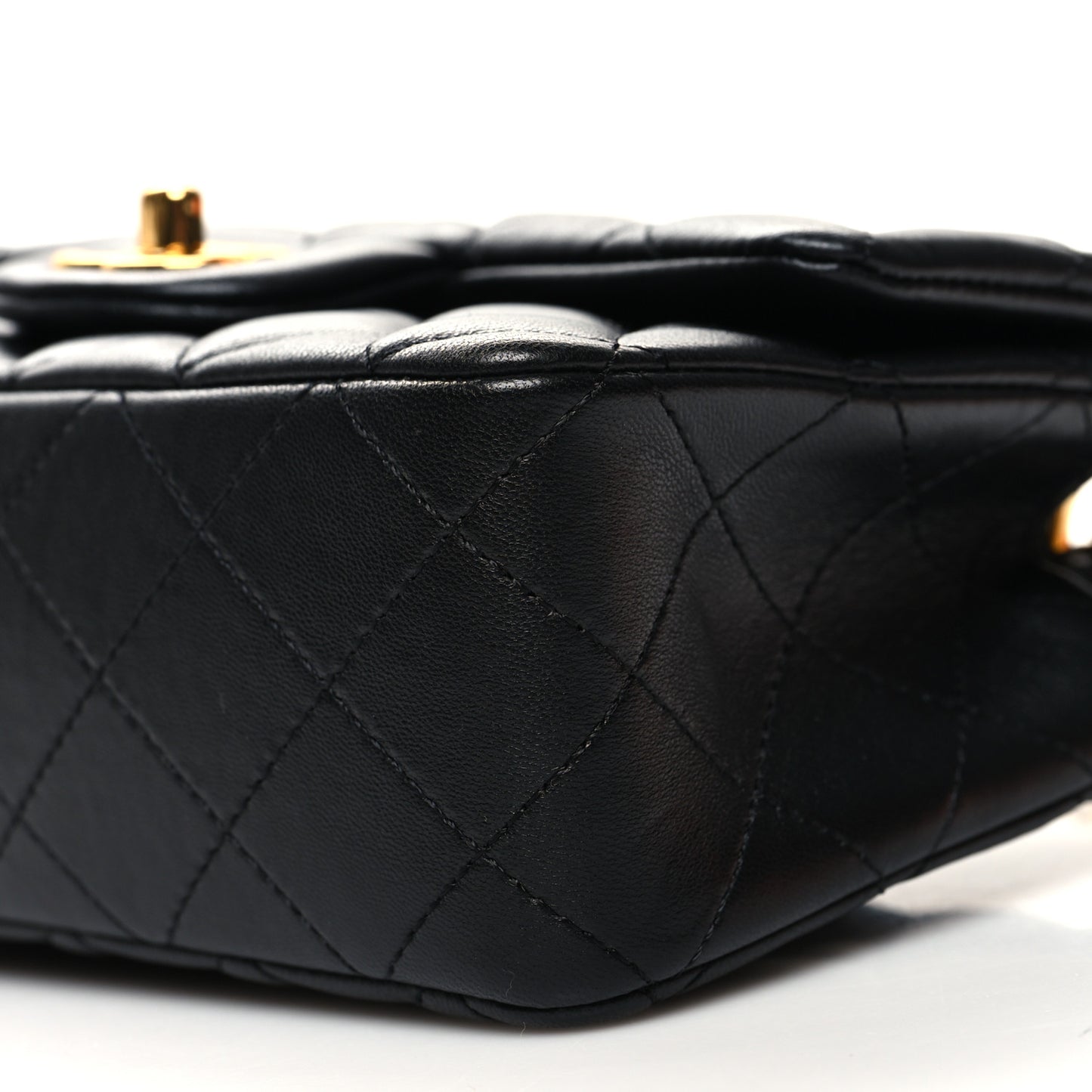 Lambskin Quilted Mini Rectangular Flap Black
