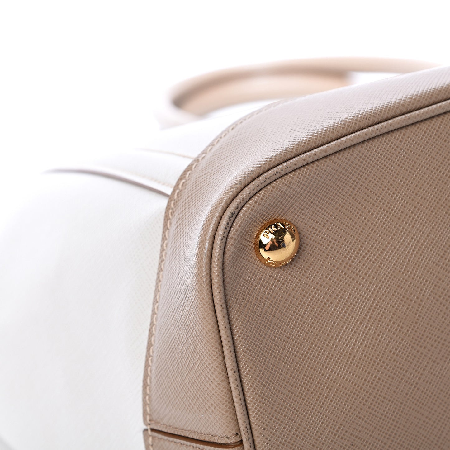 Saffiano Lux Bi-Color Tote Talco Visone