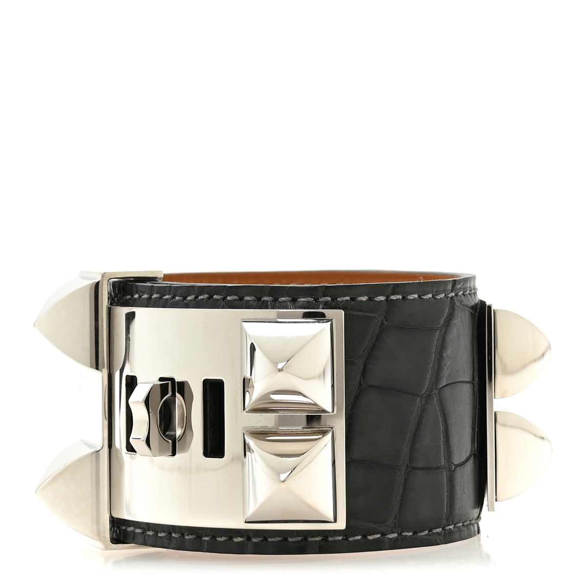 Hermes Matte Alligator Collier De Chien CDC Bracelet S Graphite 3 of 5