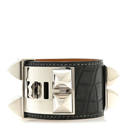 Hermes Matte Alligator Collier De Chien CDC Bracelet S Graphite 3 of 5