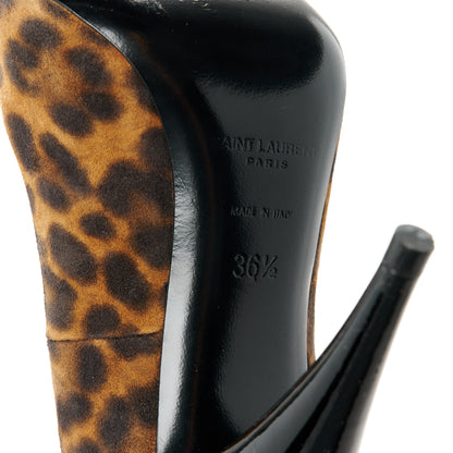 Saint Laurent Suede Leopard Printed Anja Pumps 36.5 Natural Coffee 6 of 8