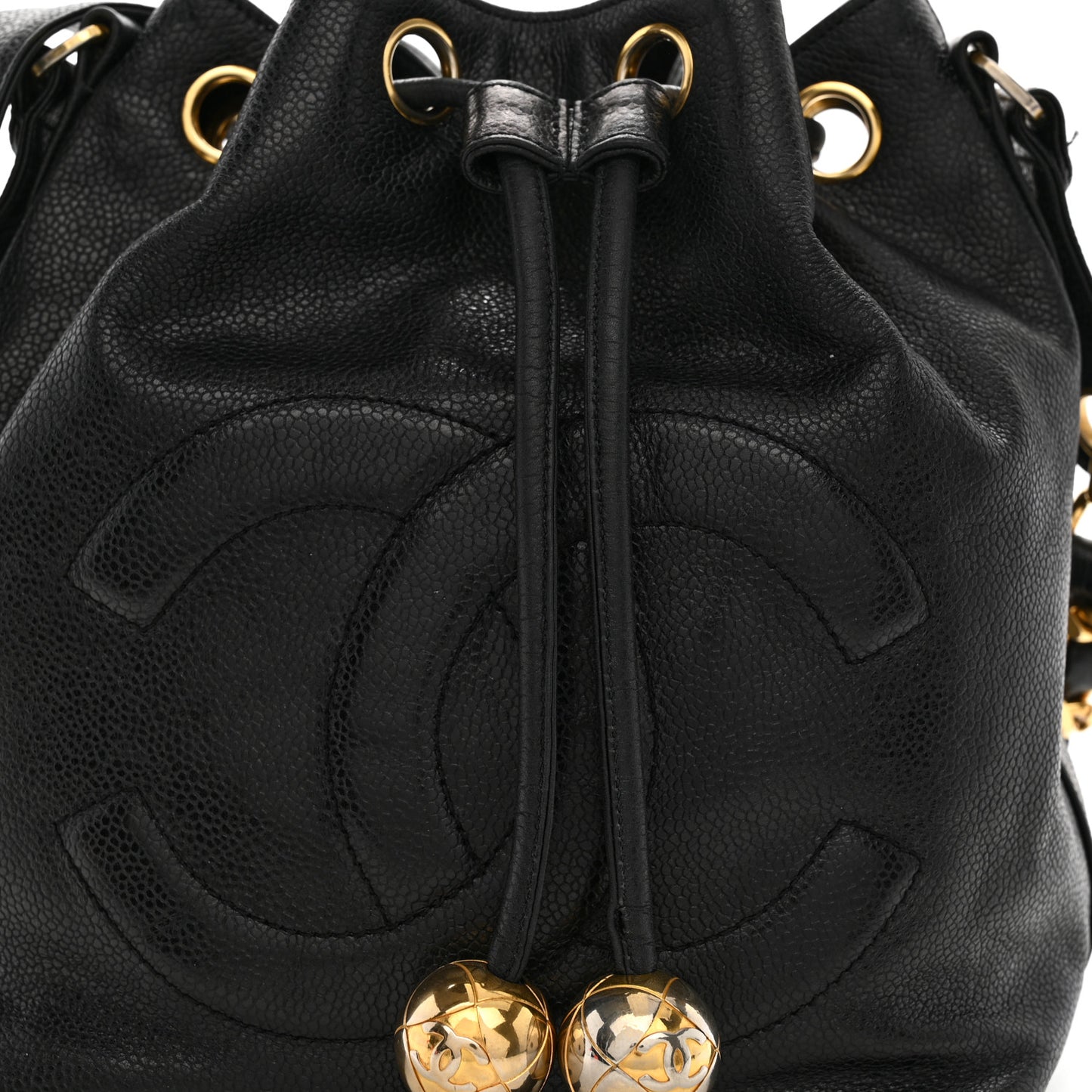 Caviar CC Chain Mini Drawstring Bag Black