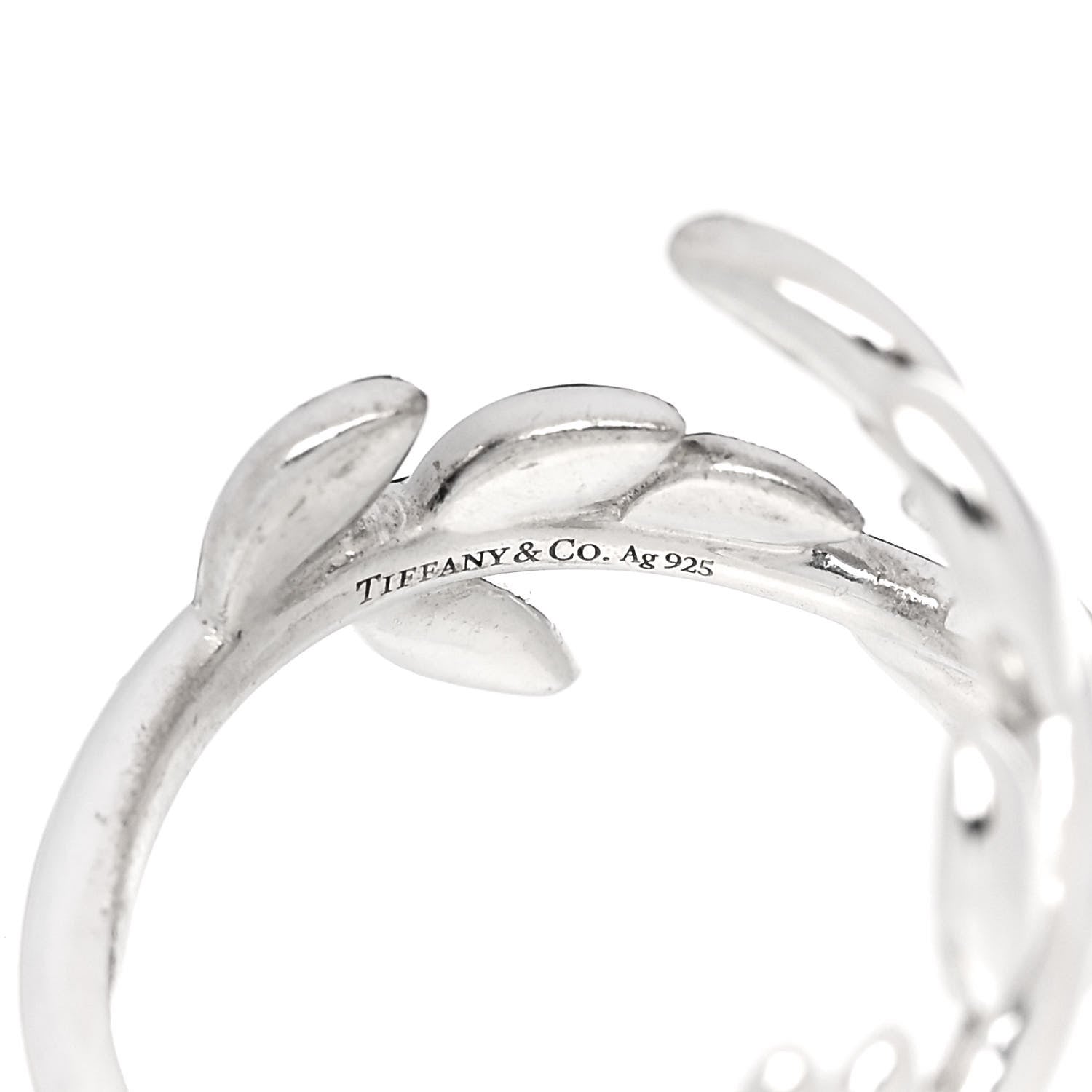 Tiffany Sterling Silver Paloma Picasso Olive Leaf Band Ring 52 6 4 of 5