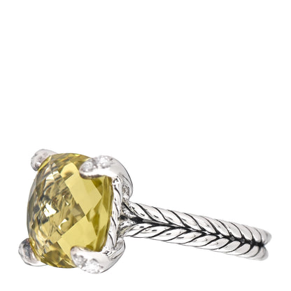 David Yurman Sterling Silver Diamond Lemon Citrine 11mm Chatelaine Ring 49 5 3 of 5