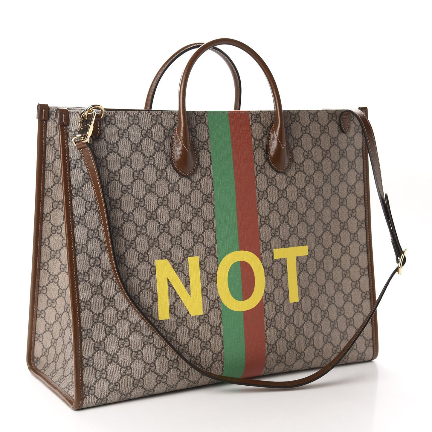 GG Supreme Monogram Fake/Not Large Retro Interlocking G Tote Bag Beige Brown Sugar