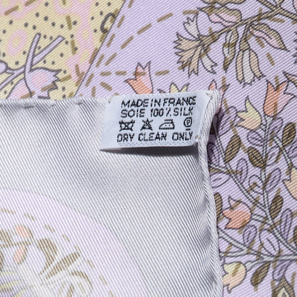 Hermes Silk Pique Fleuri de Provence Scarf 90 Gris Perle Rose Poudre 5 of 6