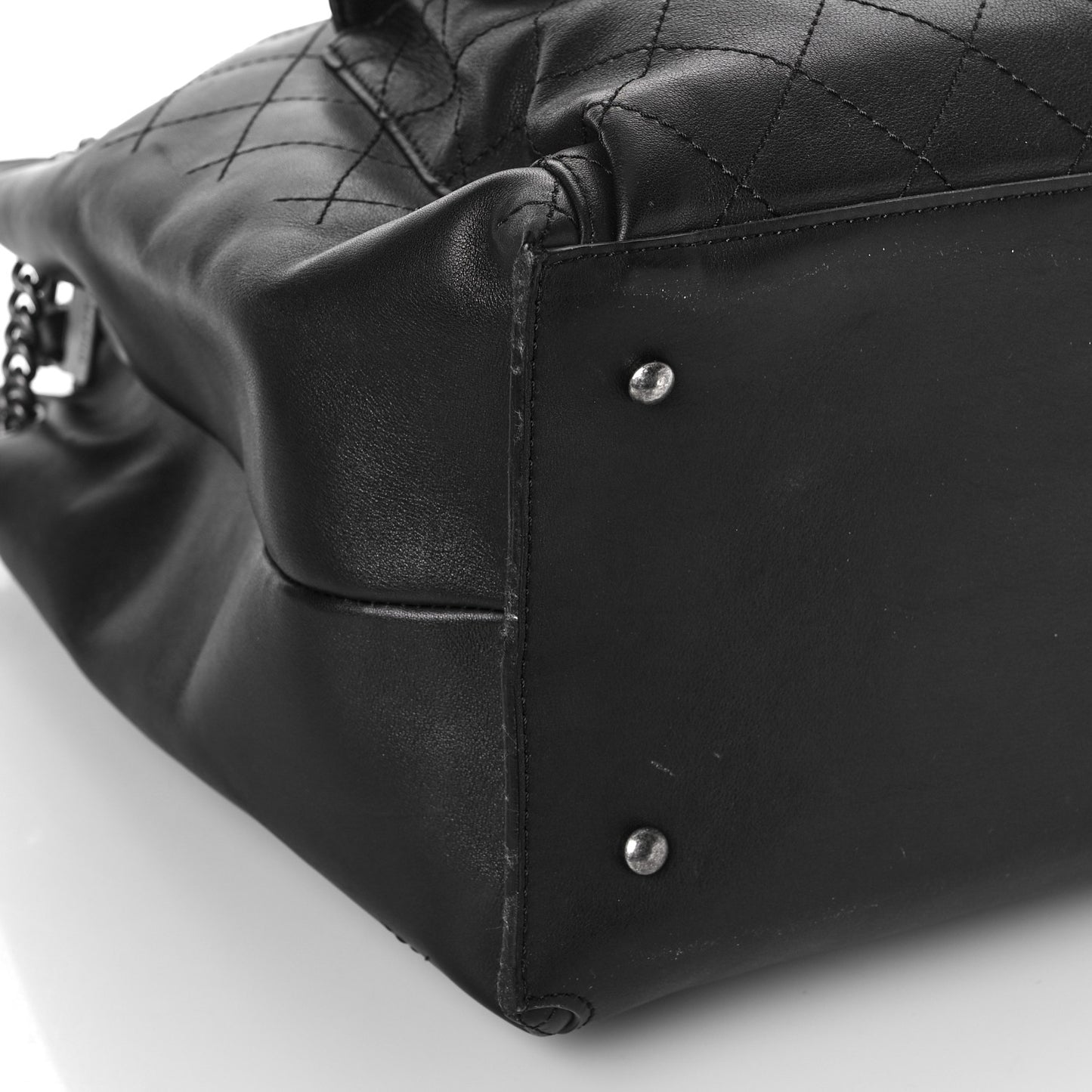 Calfskin Stitched Large Urban Luxury Drawstring Backpack Black