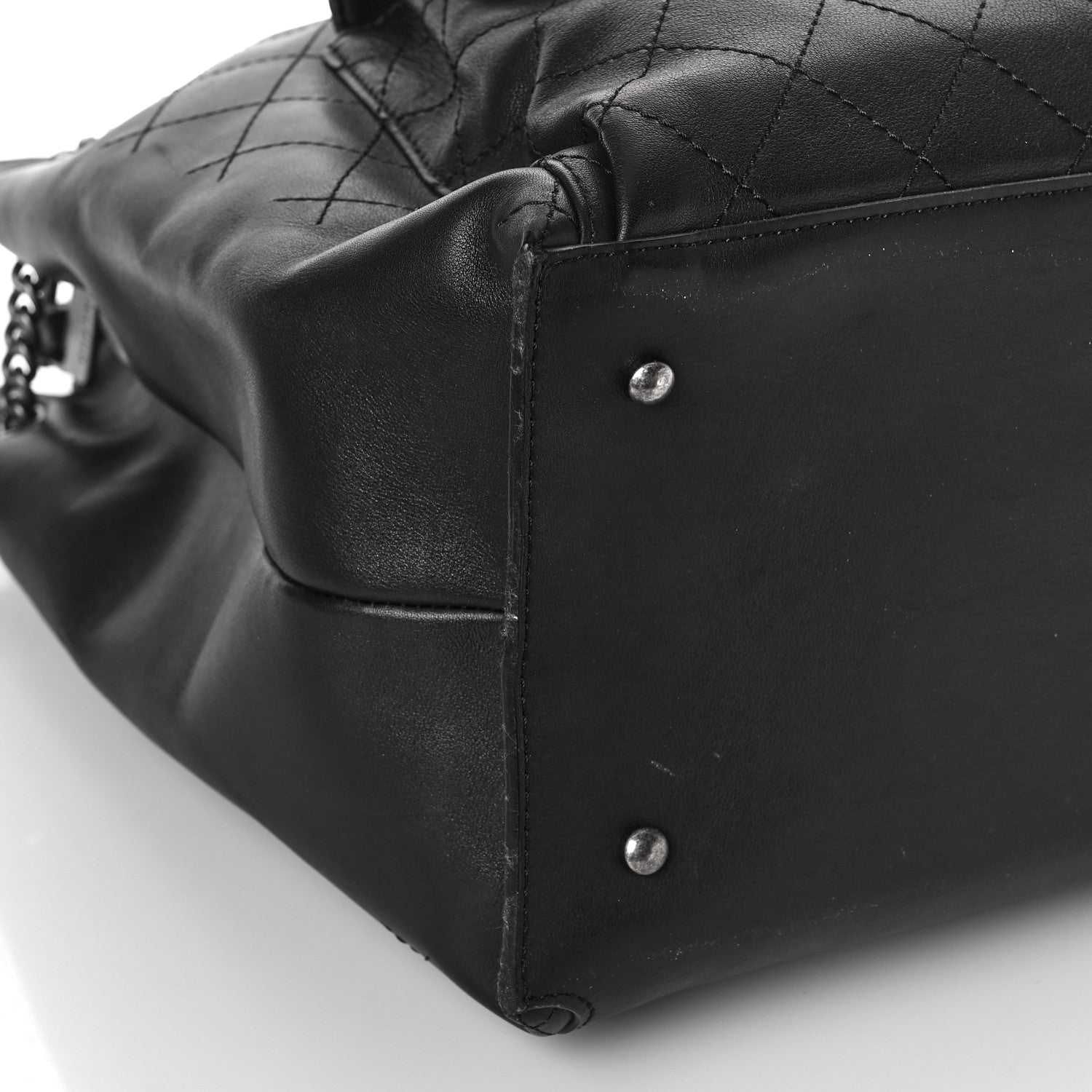 Chanel Calfskin Stitched Large Urban Luxury Drawstring Backpack Black 8 of 11