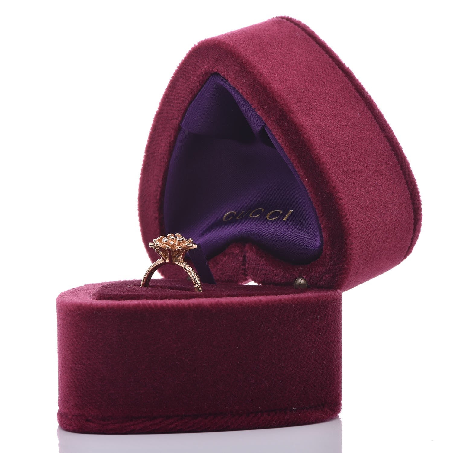 Gucci 18K Rose Gold Diamond Flora Ring 52 6 7 of 7