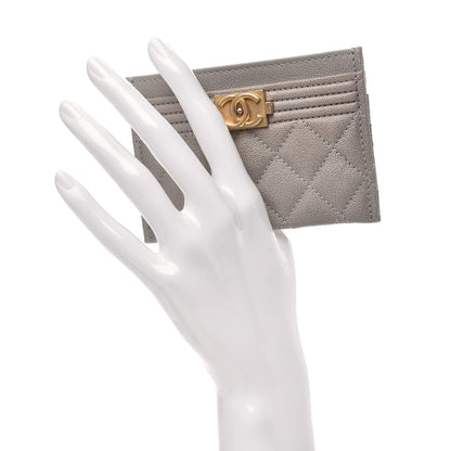 Chanel Caviar Quilted Boy Card Holder Grey 2 of 9