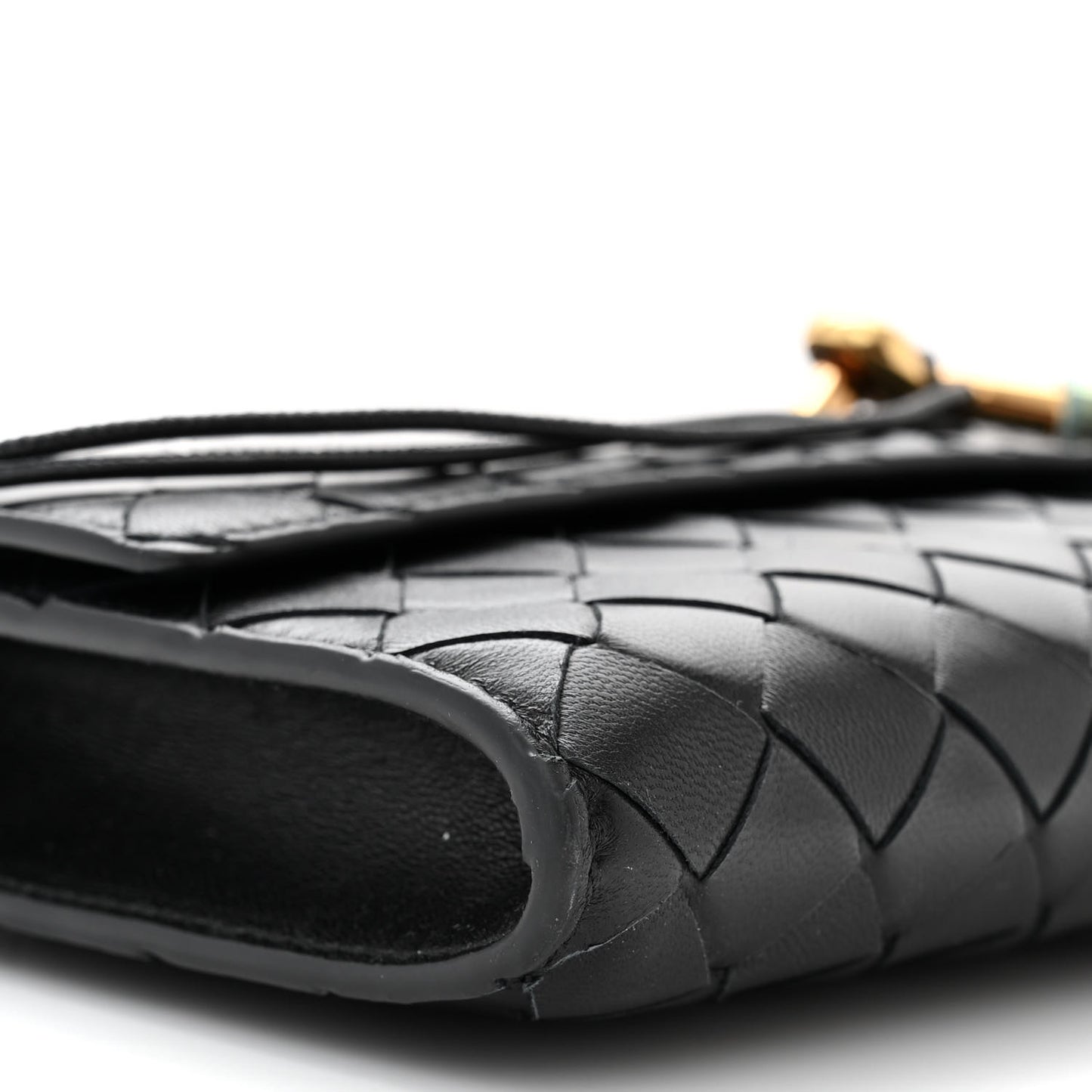 Nappa Intrecciato Long Andiamo Top Handle Clutch Black