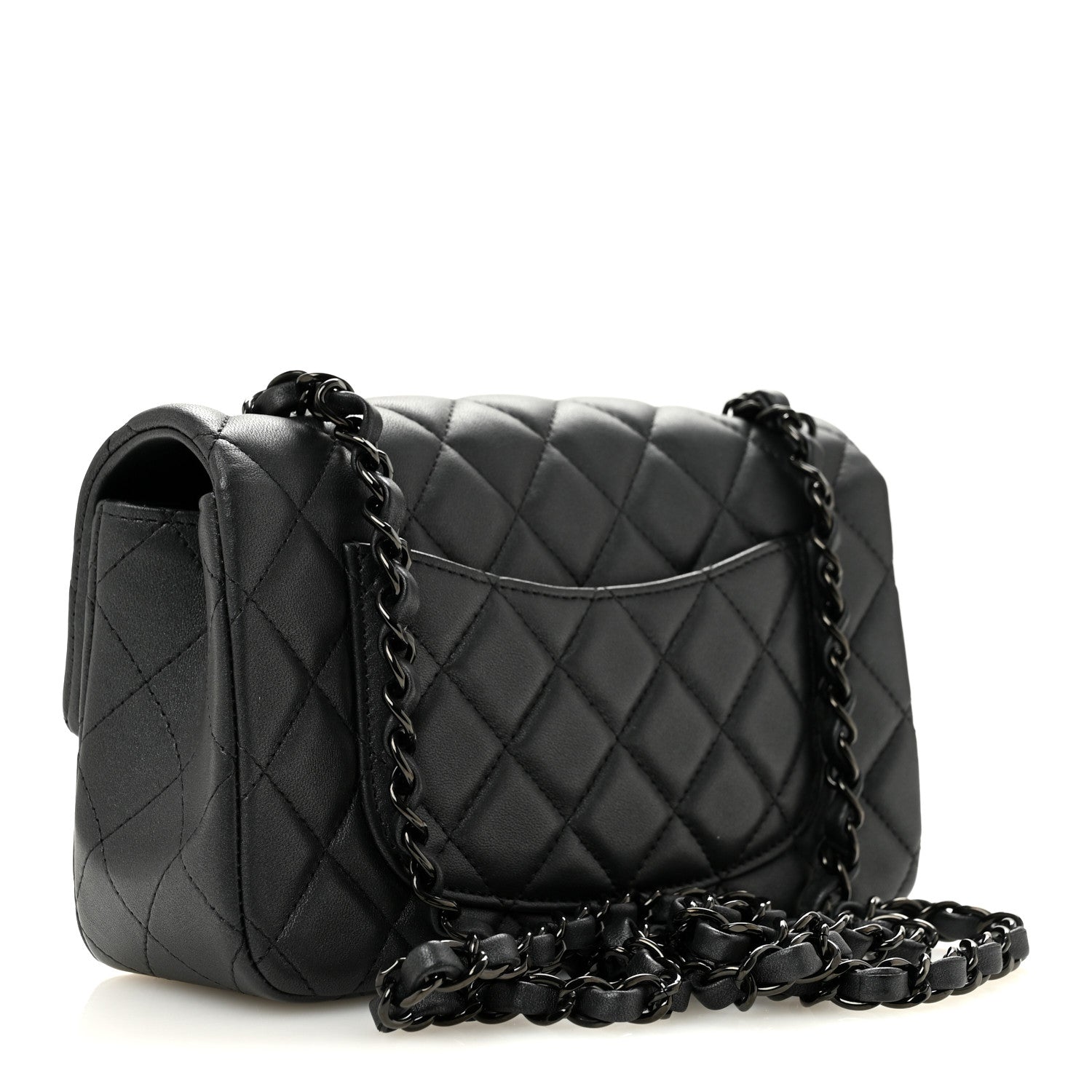 Chanel Lambskin Quilted Mini Rectangular Flap So Black 3 of 11