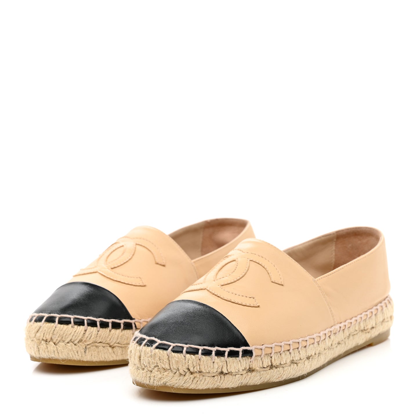 Lambskin CC Espadrilles 36 Beige Black