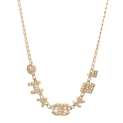 Chanel Crystal CC Letter Chain Necklace Gold 1 of 4