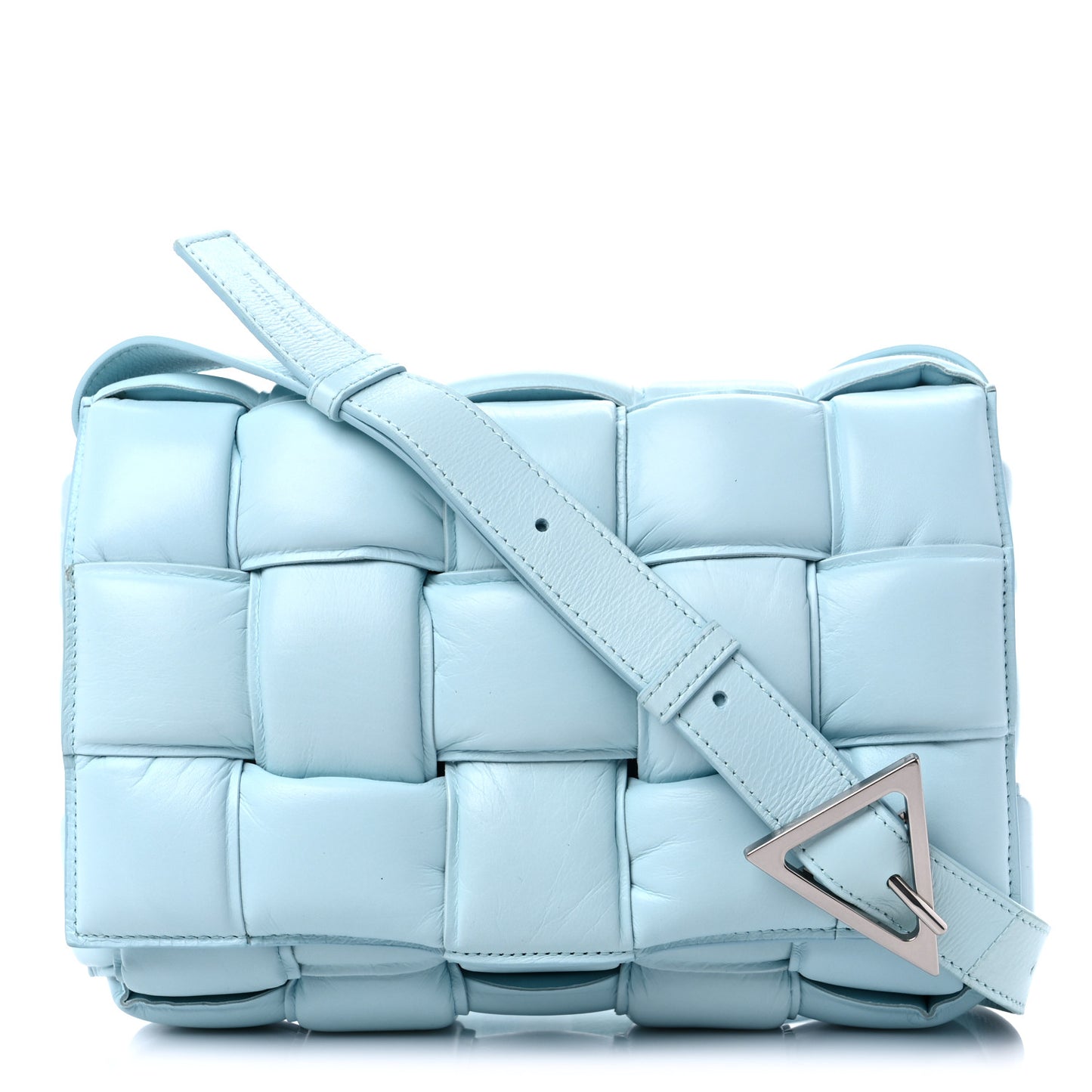 Nappa Maxi Intreccio Padded Cassette Crossbody Bag Ice