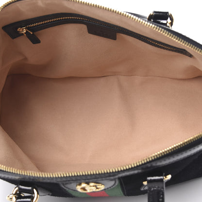 Gucci Suede Patent GG Web Medium Ophidia Top Handle Dome Bag Black 5 of 12