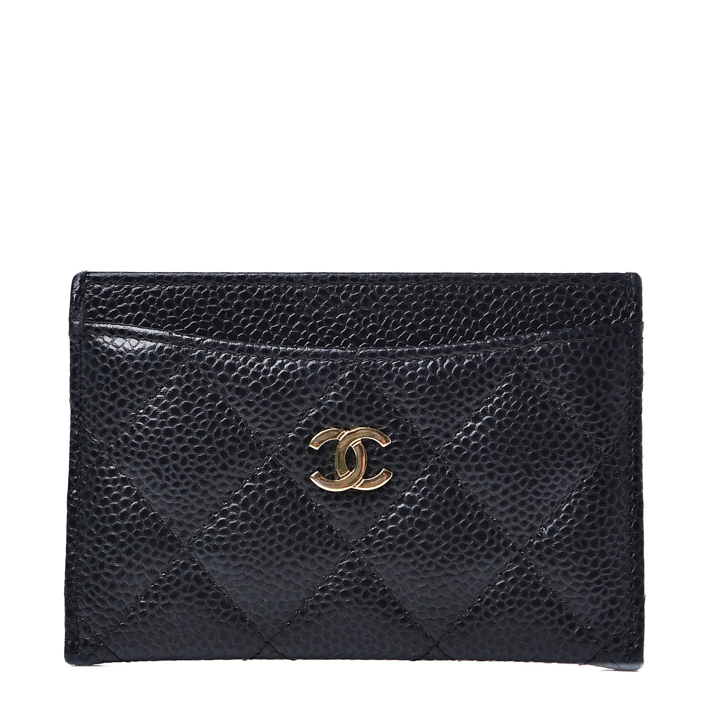 Caviar Quilted Card Holder Black