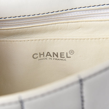 Chanel Lambskin Stitched Medium Chocolate Bar Flap White 6 of 13