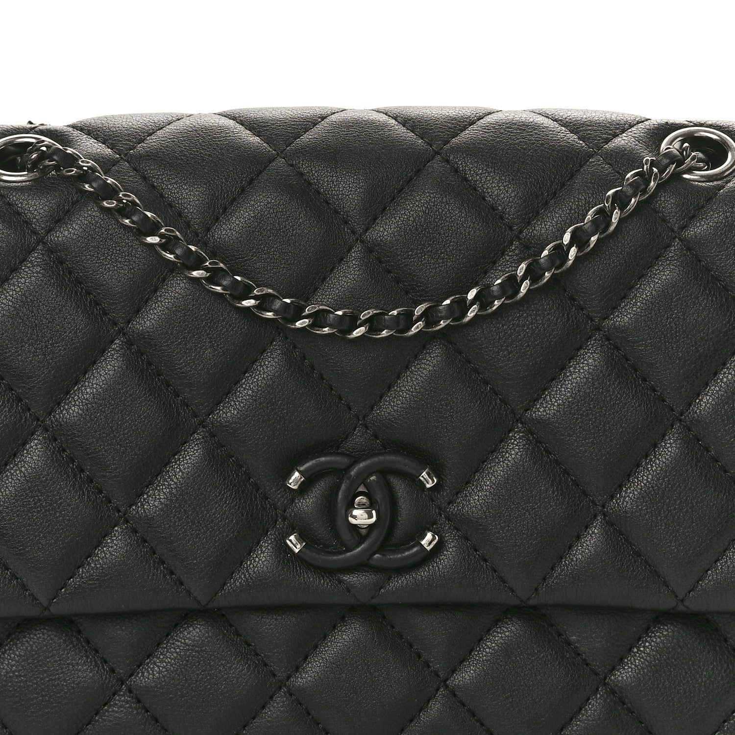 Chanel Calfskin Quilted Medium Frame in Chain Flap Black 8 of 10