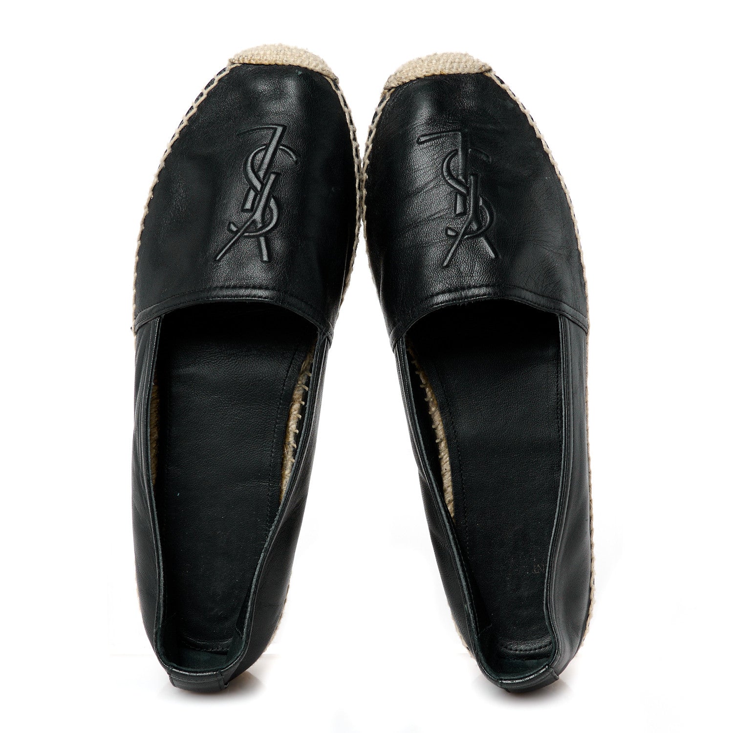 Saint Laurent Lambskin Monogram Espadrilles 38 Black 4 of 9