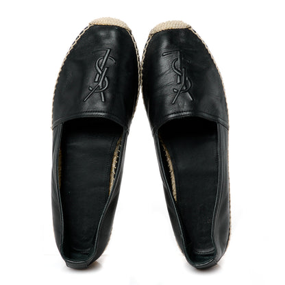 Saint Laurent Lambskin Monogram Espadrilles 38 Black 4 of 9
