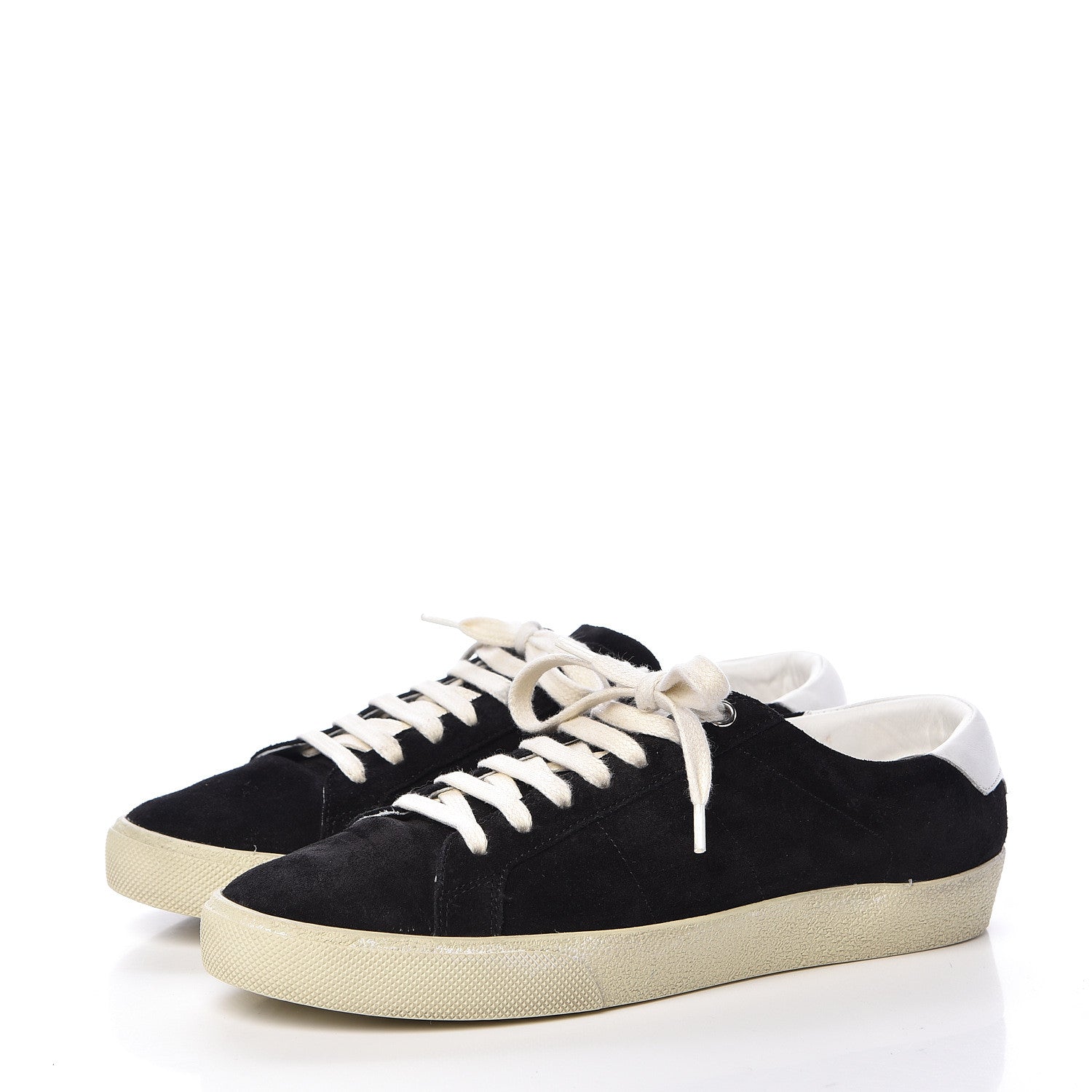 Saint Laurent Distressed Suede Womens Court Classic Sneakers 39 Black 3 of 13