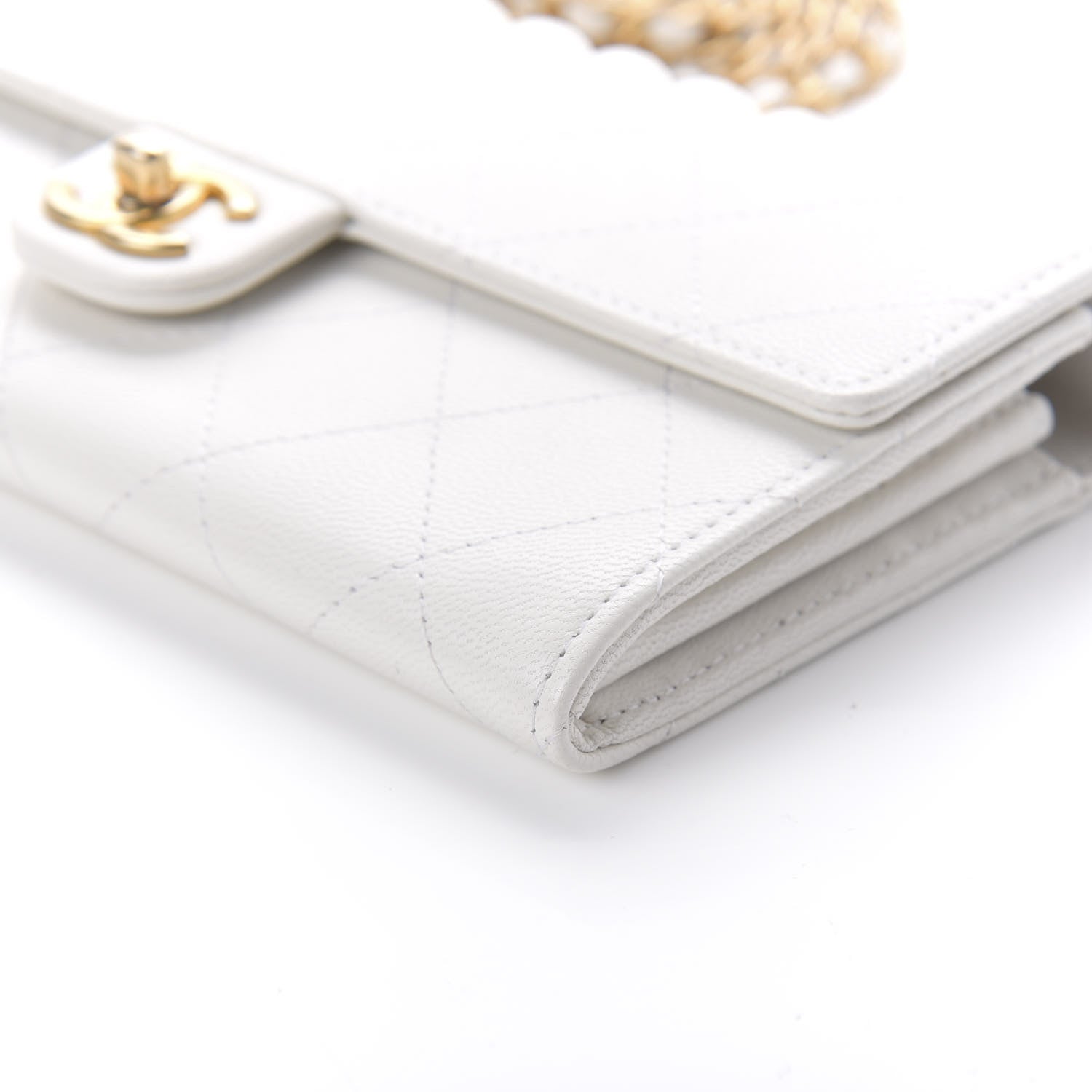 Chanel Lambskin Quilted Chic Pearls Clutch With Chain White 7 of 11
