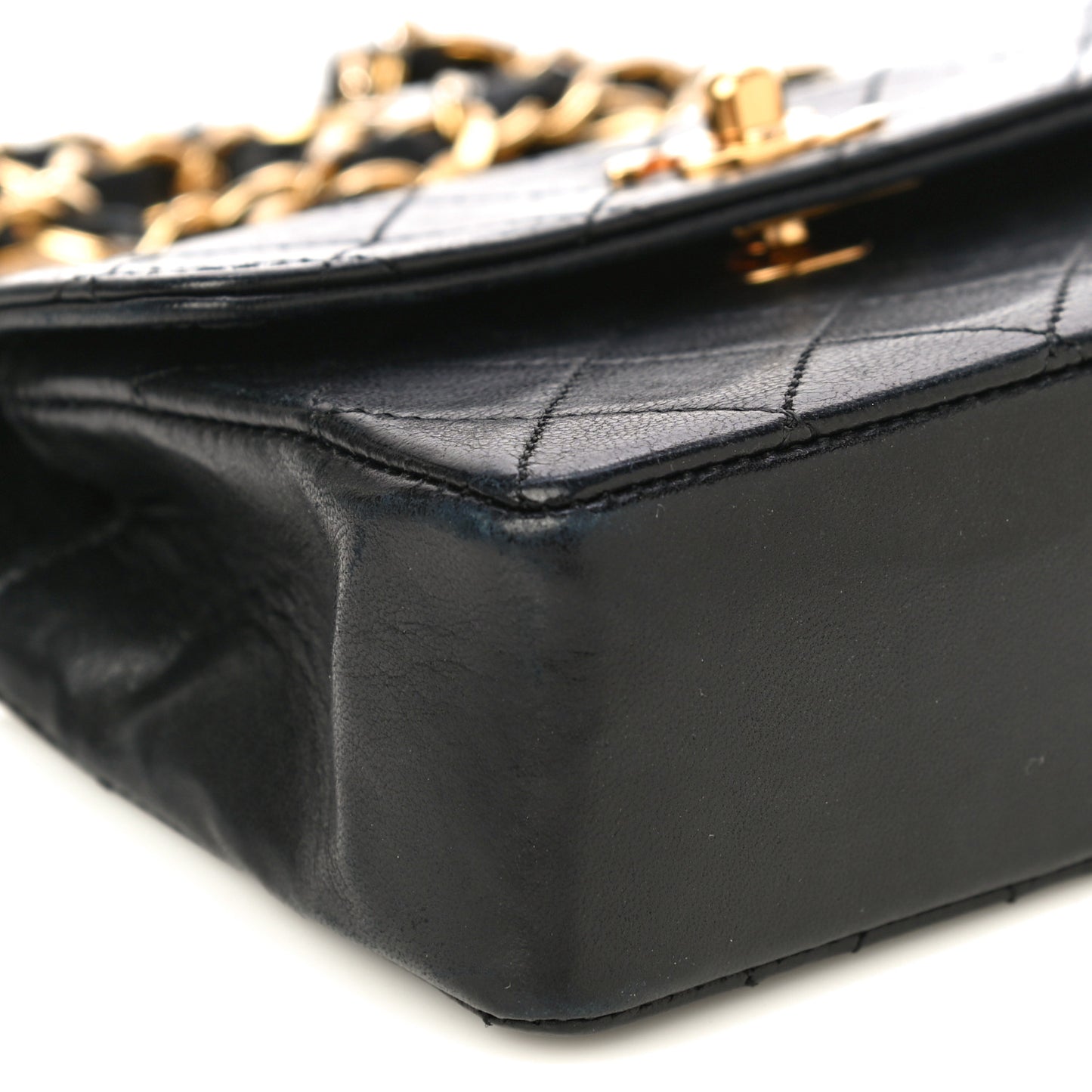 Lambskin Quilted Micro Mini Flap Bag Black