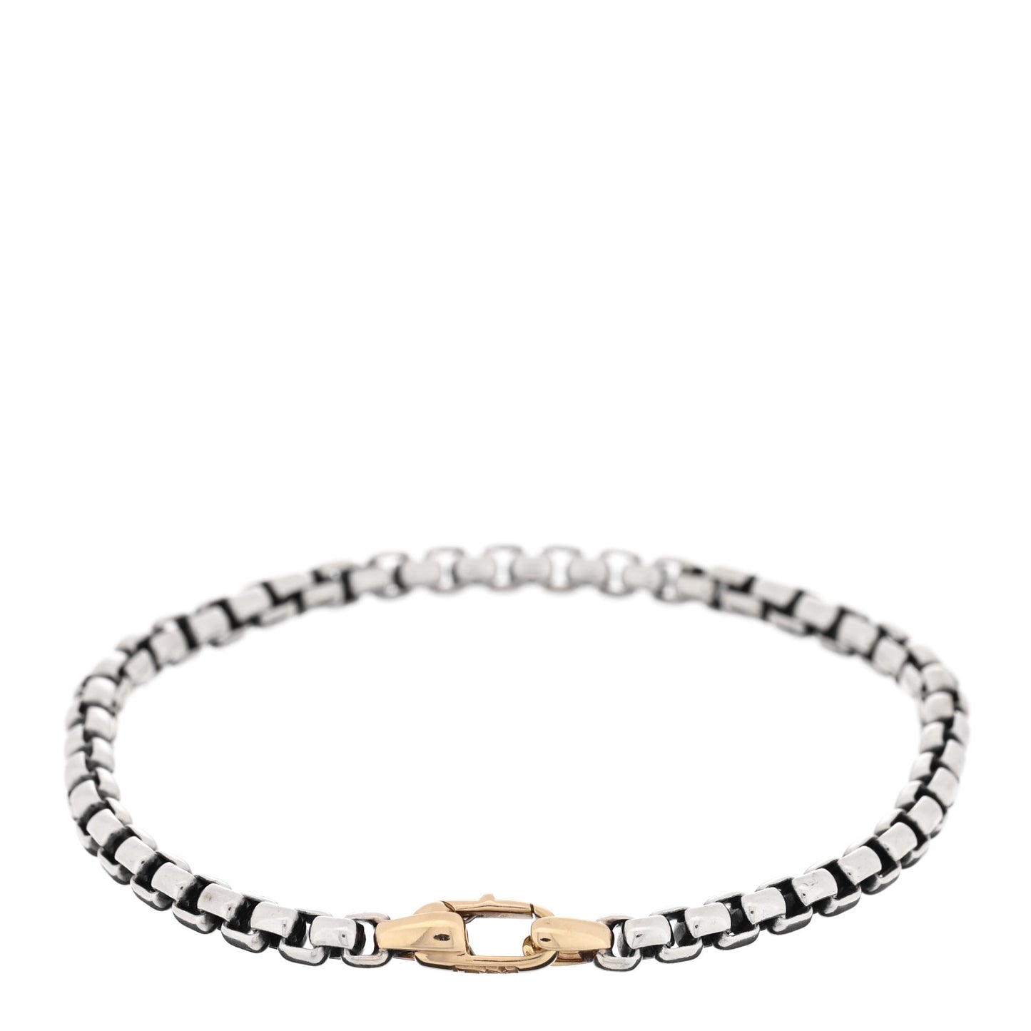Sterling Silver 14K Yellow Gold 4mm Box Chain Bracelet