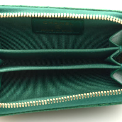 Chanel Metallic Caviar Quilted Zip Coin Purse Green 5 of 7