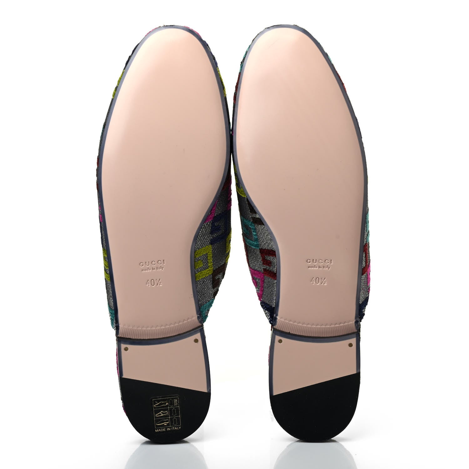 Gucci Velvet Lurex Square G Womens Princetown Slippers 40.5 Silver Multicolor 4 of 4