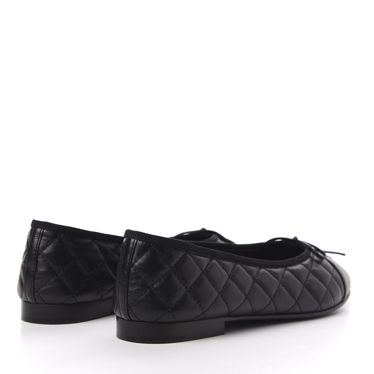 Aged Calfskin Quilted CC Cap Toe Ballerina Flats 40.5 Black