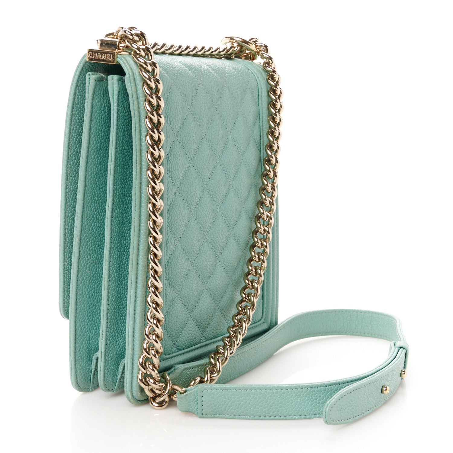 Chanel Caviar Quilted North South Boy Flap Light Blue 3 of 10