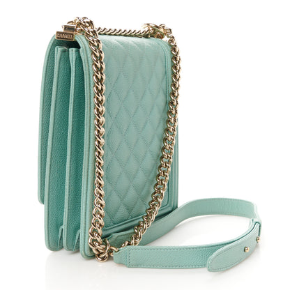 Chanel Caviar Quilted North South Boy Flap Light Blue 3 of 10