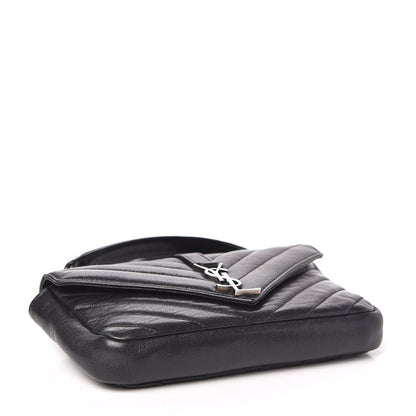 Saint Laurent Sheepskin Matelasse Chevron Monogram College Chain Wallet Black 4 of 8