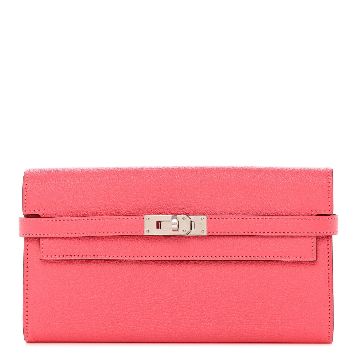 Hermes Chevre Mysore Kelly Longue Wallet Rose Lipstick 1 of 8