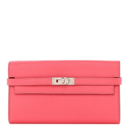 Hermes Chevre Mysore Kelly Longue Wallet Rose Lipstick 1 of 8