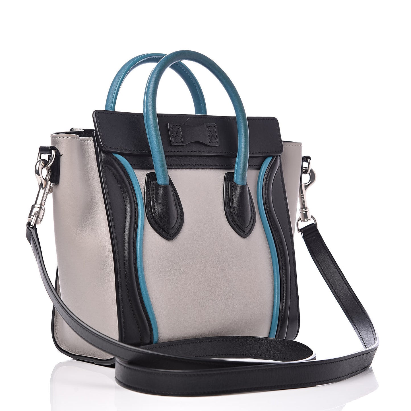 Smooth Calfskin Nano Tri-Color Luggage Turquoise