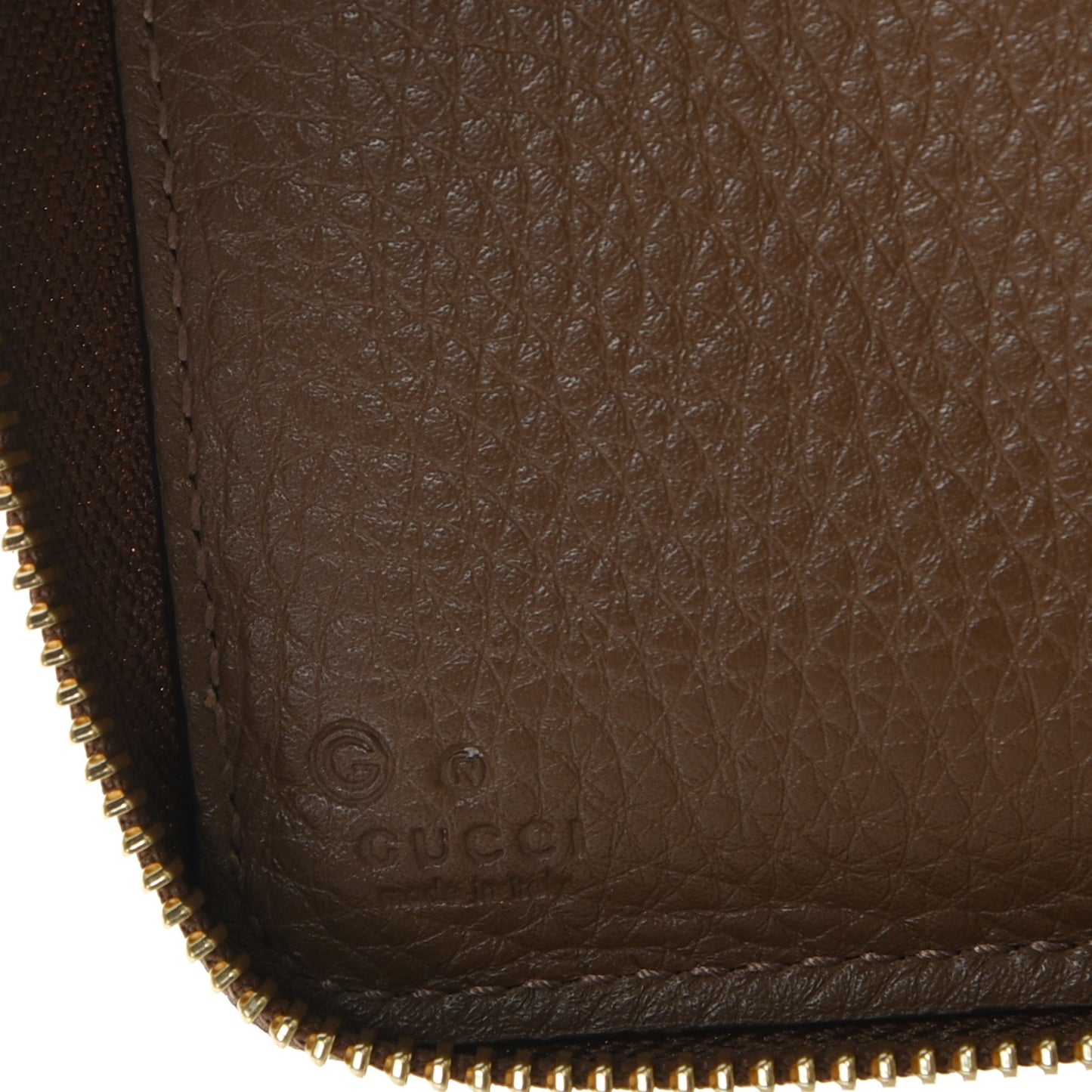 Pebbled Calfskin Zip Around Wallet Maple Brown