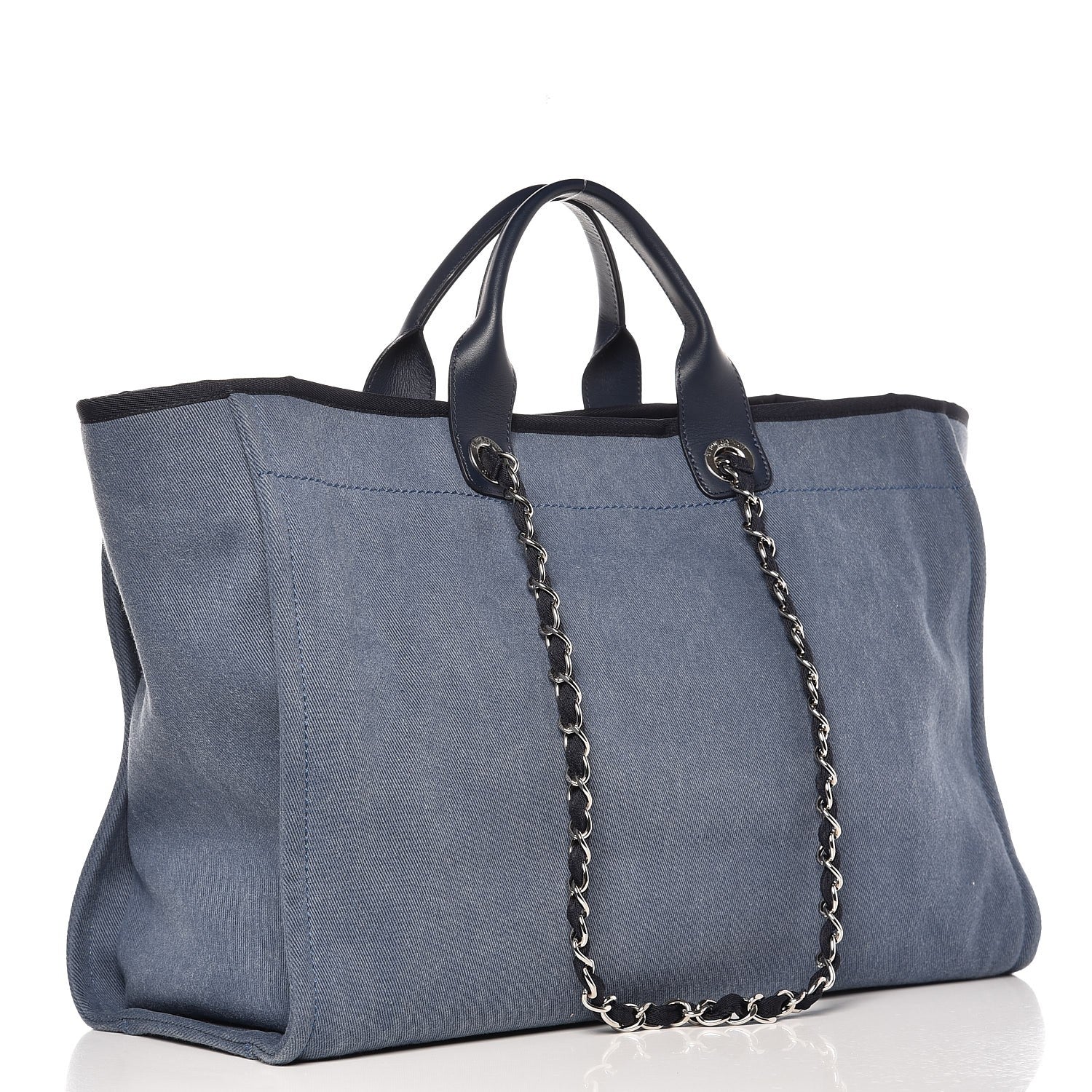 Chanel Canvas Sequin Large Deauville Tote Navy 3 of 7