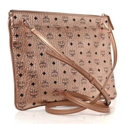 MCM Metallic Visetos Medium Crossbody Pouch Champagne 3 of 8