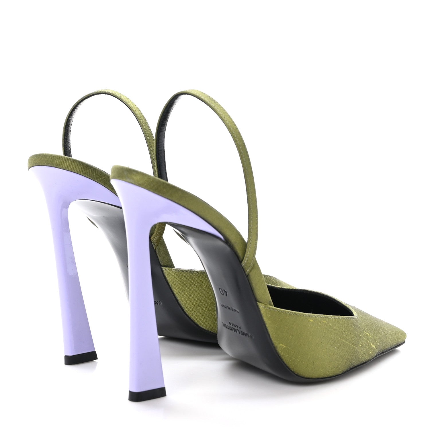 Saint Laurent Crepe De Chine Blade 105 Slingback Pumps 40 Lime 4 of 9