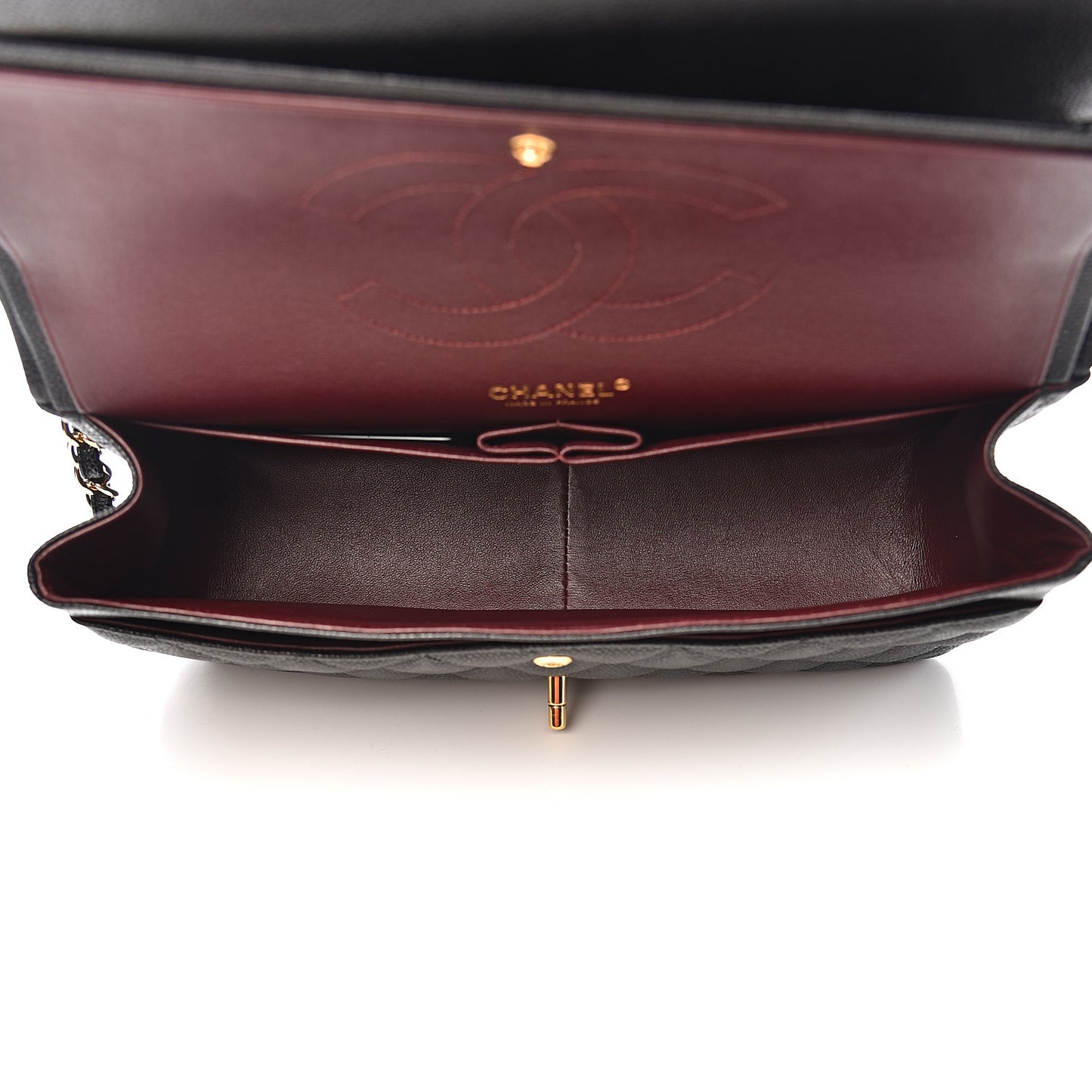 Caviar Quilted Jumbo Double Flap Black