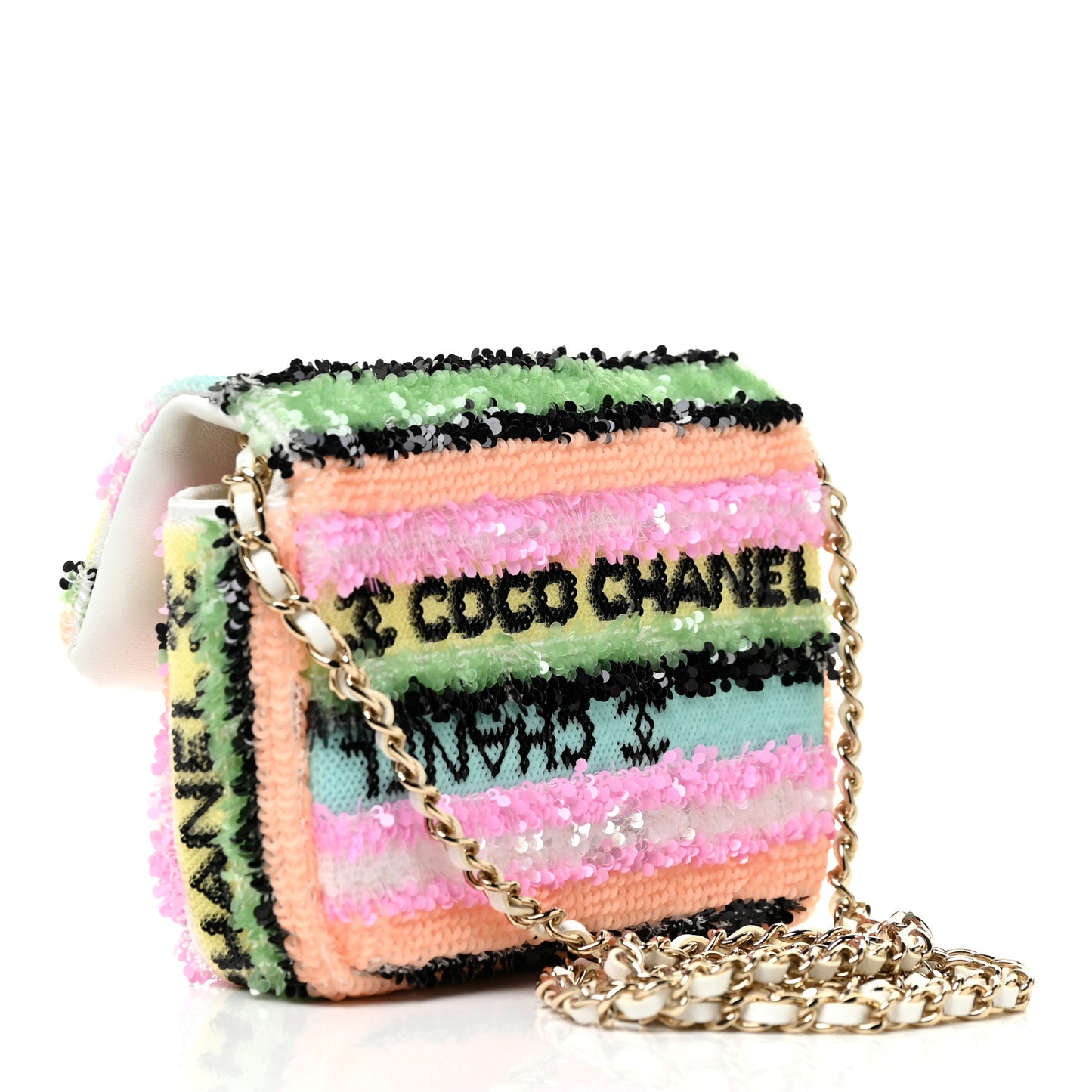 Sequin COCO Clutch With Chain Multicolor